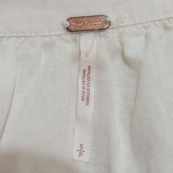 Free People Sunshine In My Pockets Linen Cotton Button-up Shirt Shacket -Size S - Picture 9 of 11